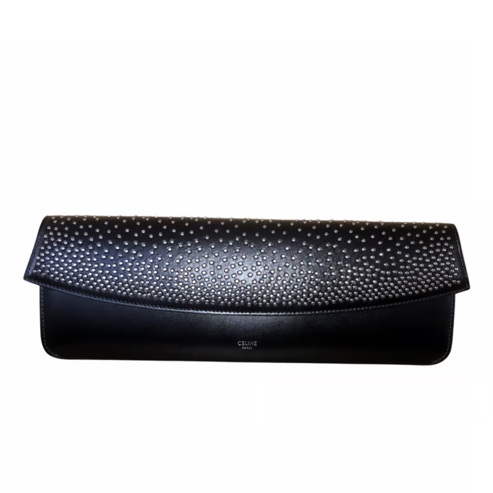 Celine new authentic black studded clutch